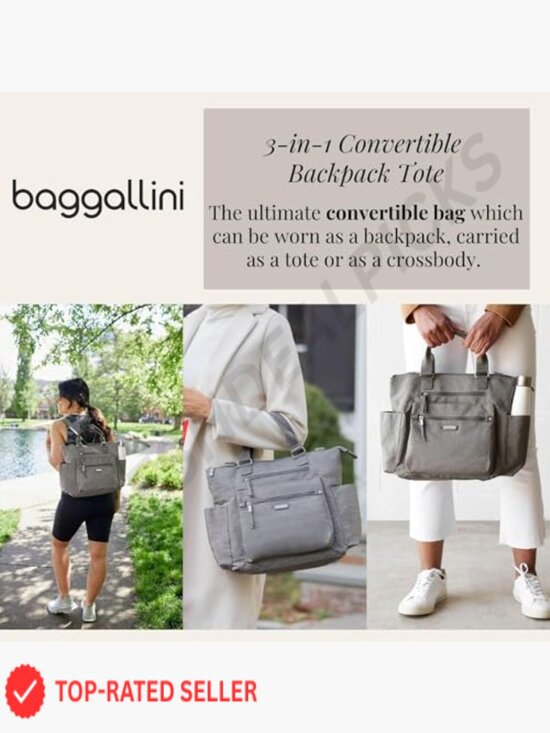 Convertible Backpack Tote Travel Bag Lightweight RFID Wristlet Nylon 15x12 main image 6